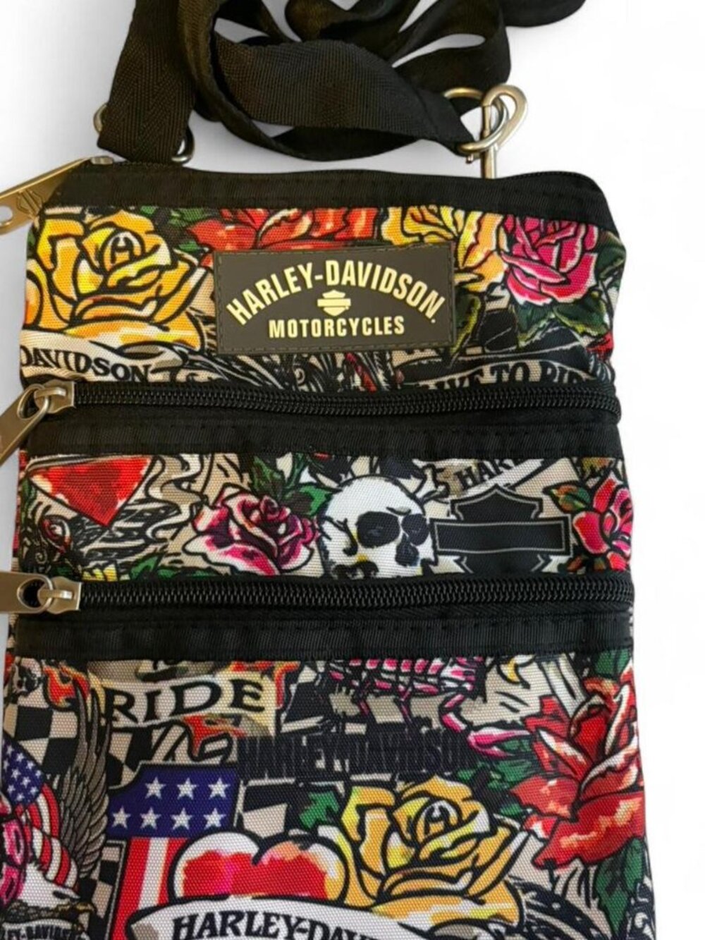 Harley-Davidson multicolor tattoo print crossbodybag with hair scrunchie - Picture 7 of 8
